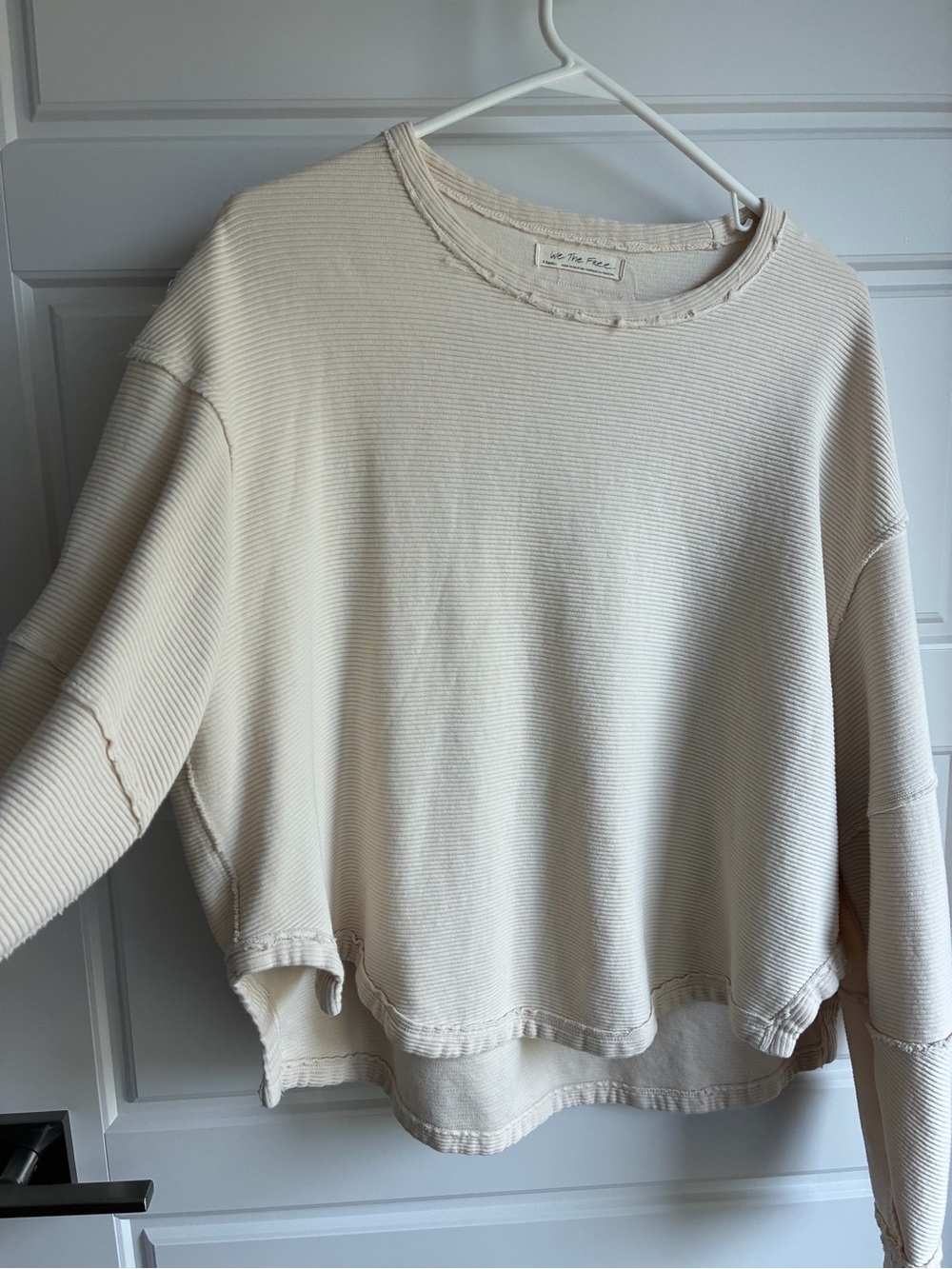 We The Free Cream Ribbed Crewneck Sweater XS